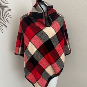 Plaid Poncho with Hood